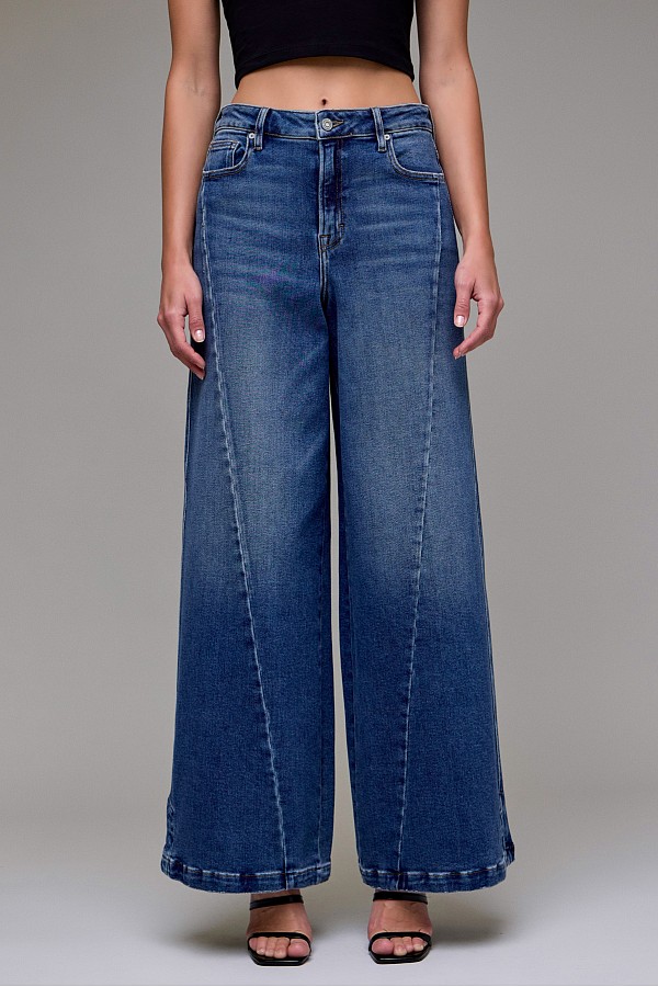 Vintage High Rise Seam Hem Detail Super Wideleg